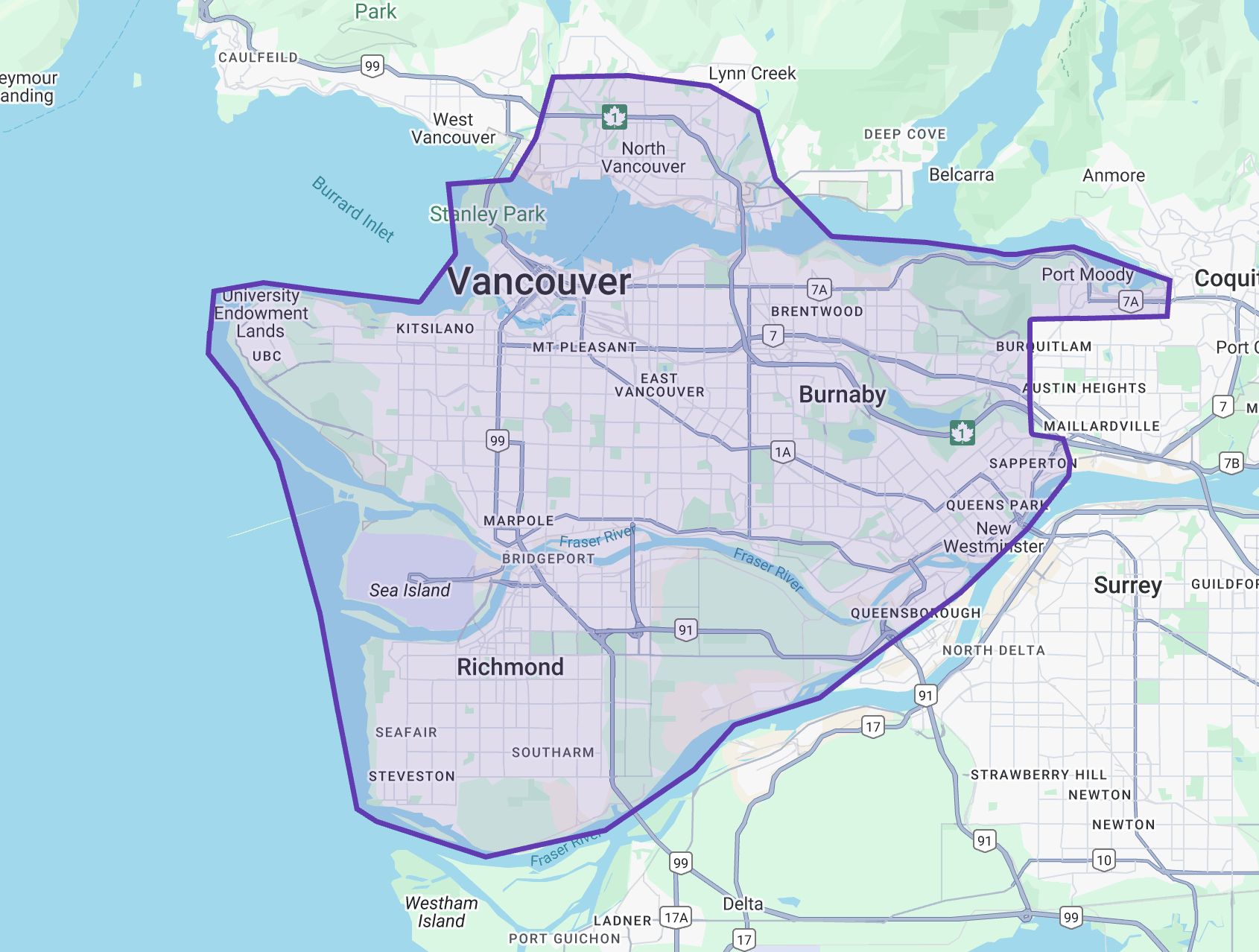 Map of the areas Reclaim currently serves